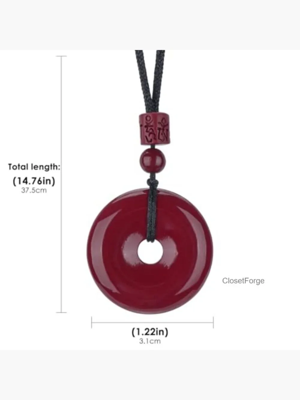 Cinnabar Feng Shui Pendant Necklace - Ping Buckle Wealth Amulet